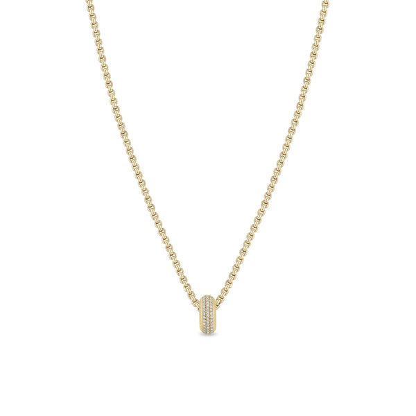 Zoë Chicco 14k Gold Pavé Diamond Wide Half Round Slide Bead Box Chain Necklace