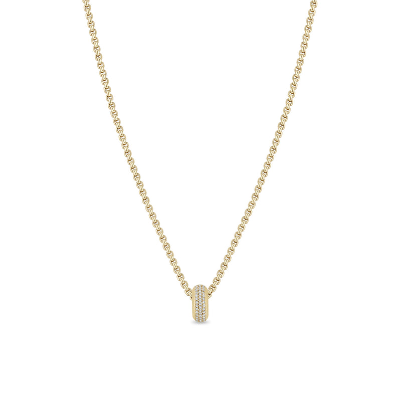 Zoë Chicco 14k Gold Pavé Diamond Wide Half Round Slide Bead Box Chain Necklace