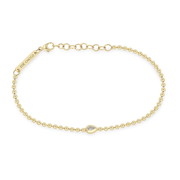 Zoë Chicco 14k Gold Pear Diamond Bead Chain Bracelet