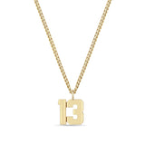 Zoë Chicco 14k Gold Custom Large Varsity Number "13" Small Curb Chain Necklace