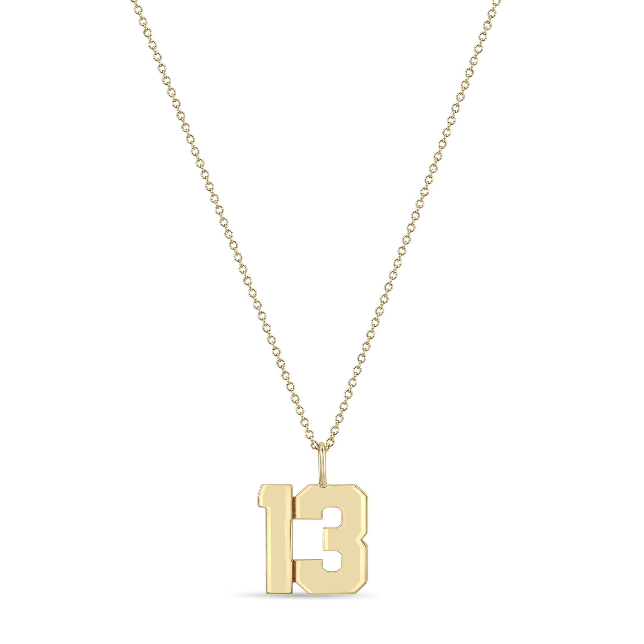 Zoë Chicco 14k Gold Custom Large Varsity Number "13" Necklace