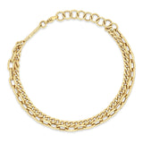top down view of a Zoë Chicco 14k Gold Small Curb & Medium Oval Link Double Chain Bracelet