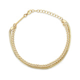 top down view of a Zoë Chicco 14k Gold Small Curb & Snake Double Chain Bracelet