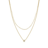 Zoë Chicco 14k Gold Layered Tiny Bar Chain and Floating Diamond Necklace