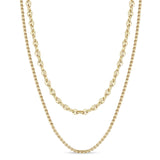 Zoe Chicco 14k gold double layer chain necklace with mariner links on a white background