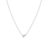 Zoë Chicco 14k White Gold Large 2 Mixed Prong Diamond Necklace