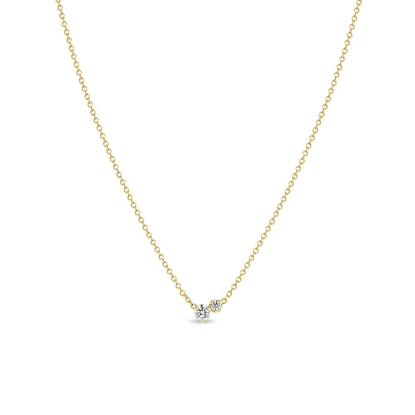 Zoë Chicco 14k Yellow Gold Large 2 Mixed Prong Diamond Necklace