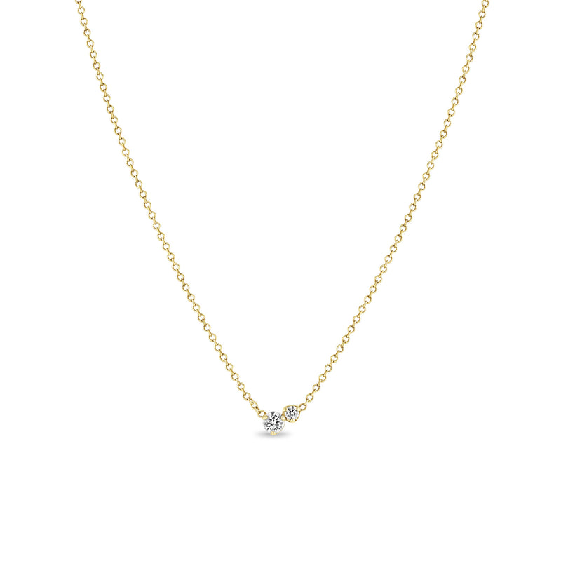 Zoë Chicco 14k Yellow Gold Large 2 Mixed Prong Diamond Necklace