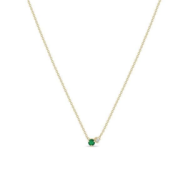 Zoë Chicco 14k Yellow Gold Prong Diamond & Emerald Necklace