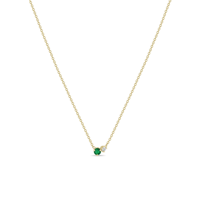 Zoë Chicco 14k Yellow Gold Prong Diamond & Emerald Necklace