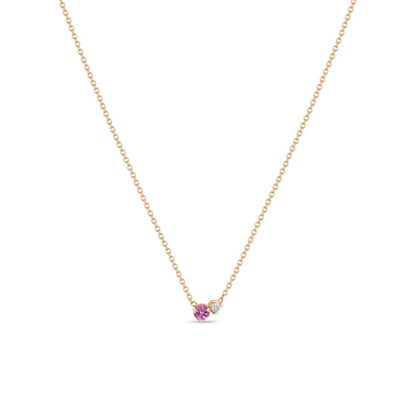 Zoë Chicco 14k Gold Prong Diamond & Pink Sapphire Necklace