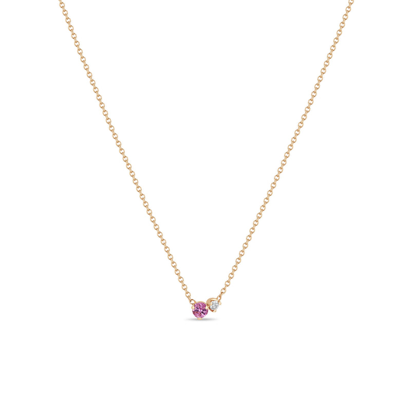 Zoë Chicco 14k Gold Prong Diamond & Pink Sapphire Necklace