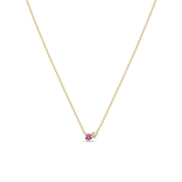 Zoë Chicco 14k Gold Prong Diamond & Pink Sapphire Necklace