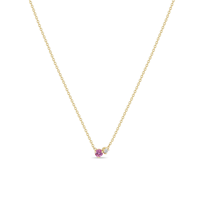 Zoë Chicco 14k Gold Prong Diamond & Pink Sapphire Necklace