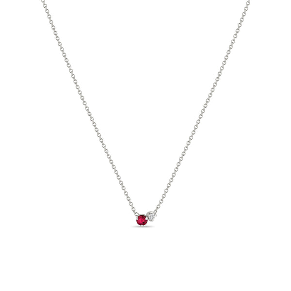 Zoë Chicco 14k Gold Prong Diamond & Ruby Necklace