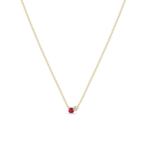 Zoë Chicco 14k Yellow Gold Prong Diamond & Ruby Necklace