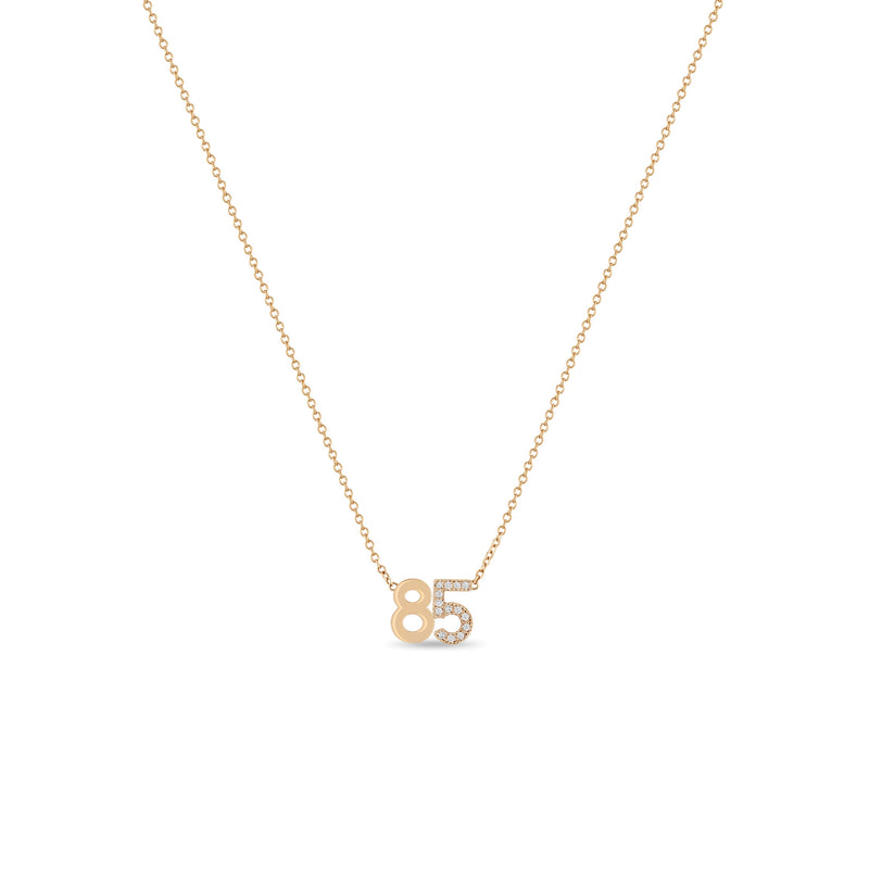 Zoë Chicco 14k Gold Number "85" Necklace with 1 Pavé Diamond Number