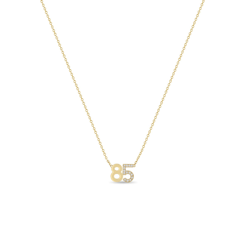 Zoë Chicco 14k Gold Number "85" Necklace with 1 Pavé Diamond Digit