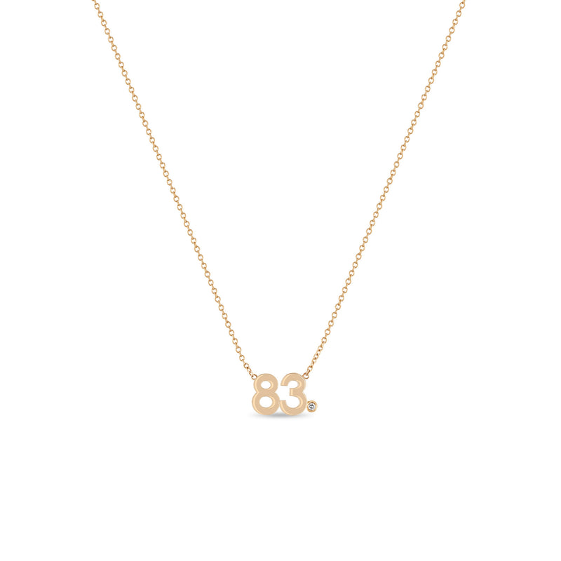 Zoë Chicco 14k Gold Number "83" with Diamond Bezel Necklace