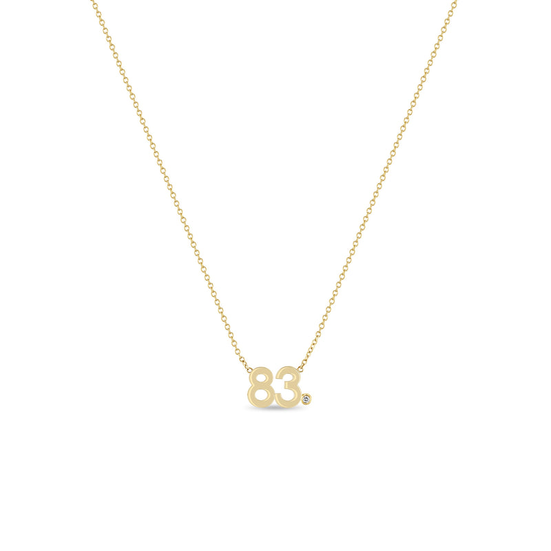 Zoë Chicco 14k Gold Number "83" with Diamond Bezel Necklace