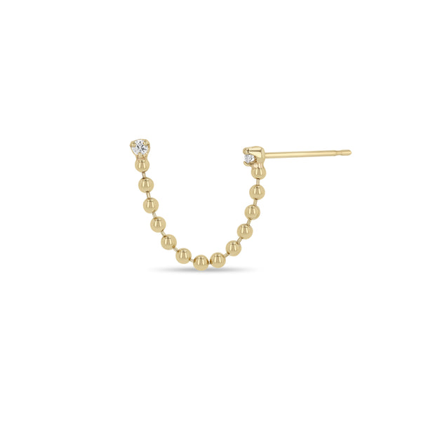 Zoë Chicco 14k Gold Prong Diamond Double Stud Bead Chain Earring