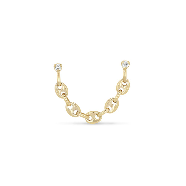 Zoë Chicco 14k Gold Prong Diamond Double Stud Small Mariner Chain Earring