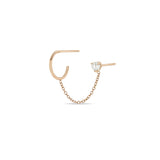 Zoë Chicco 14k Gold Pearl Stud & Huggie Hoop Linked Double Earring