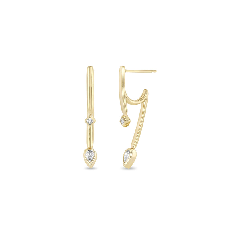 Zoë Chicco 14k Gold Princess & Pear Diamond Talon Earrings