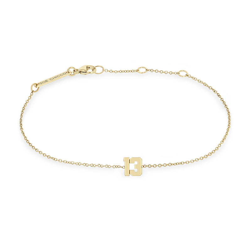 Zoë Chicco 14k Gold Custom Varsity Number "13" Bracelet