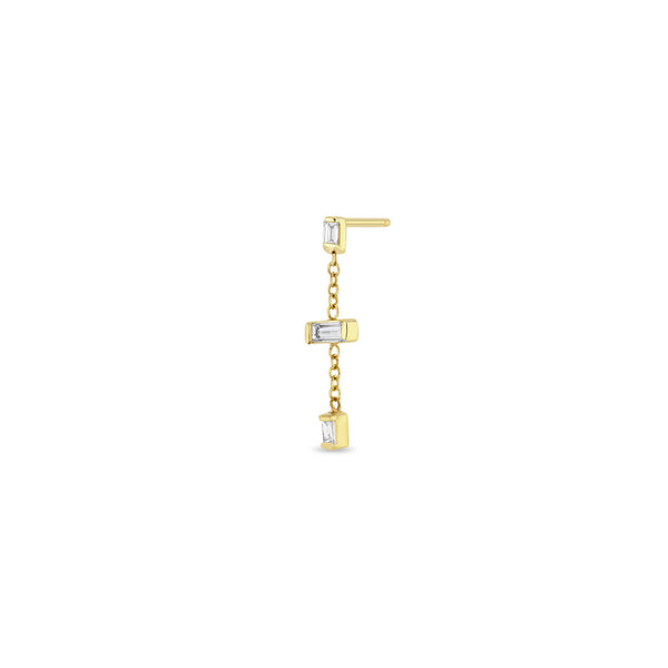14k Linked Baguette Diamond Chain Drop Earring - SALE
