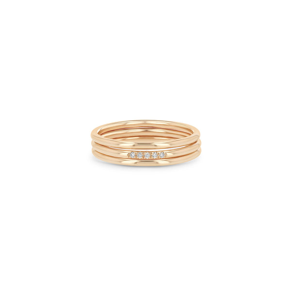 Set of 3 Zoë Chicco 14k Rose Gold & 5 Pavé Diamond Rings