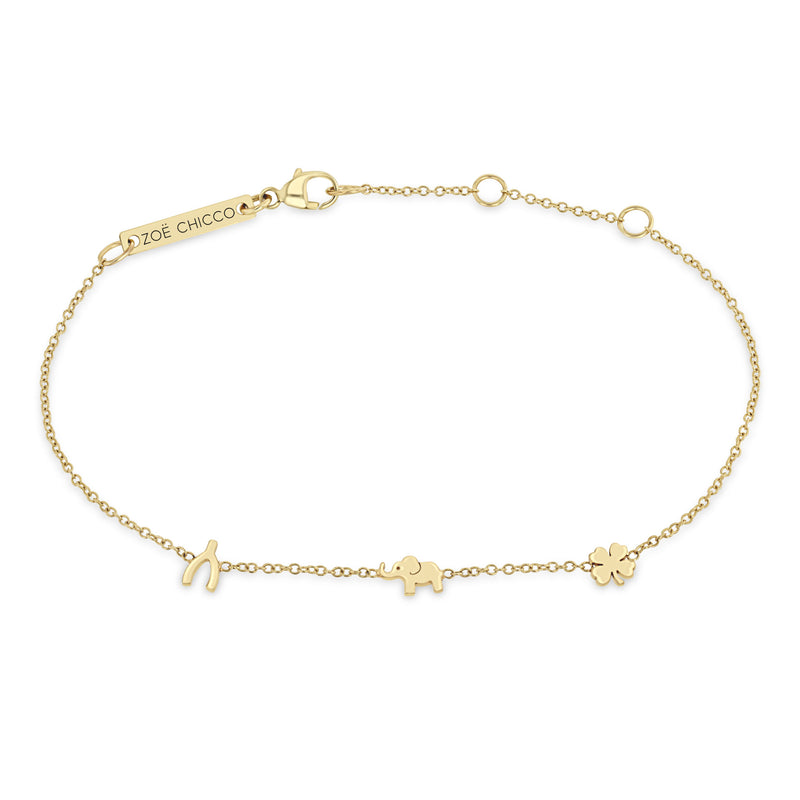 Zoë Chicco 14k Gold Itty Bitty Luck Symbols Station Bracelet