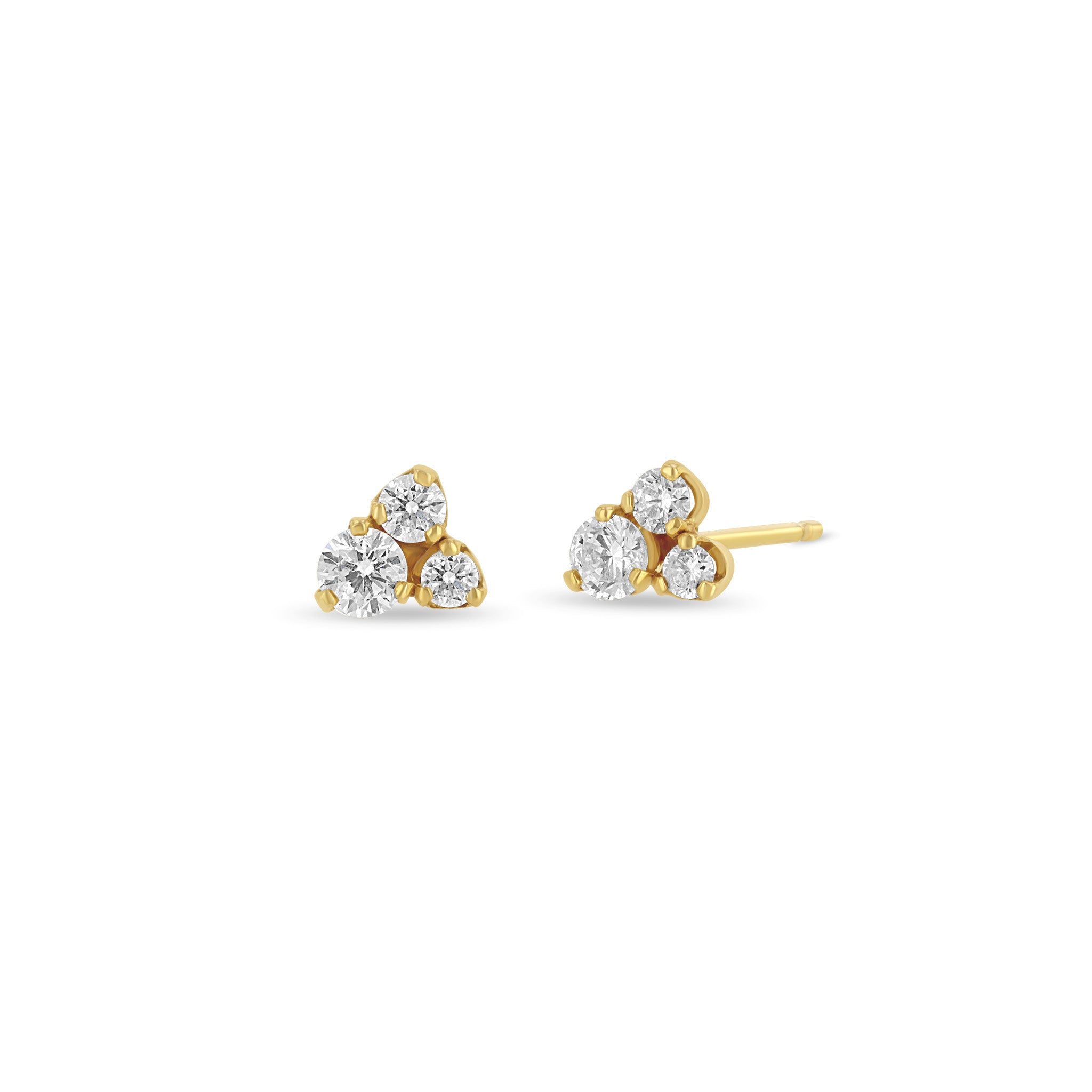 Zoë Chicco 14k Gold 3 Large Mixed Diamond Prong Earrings