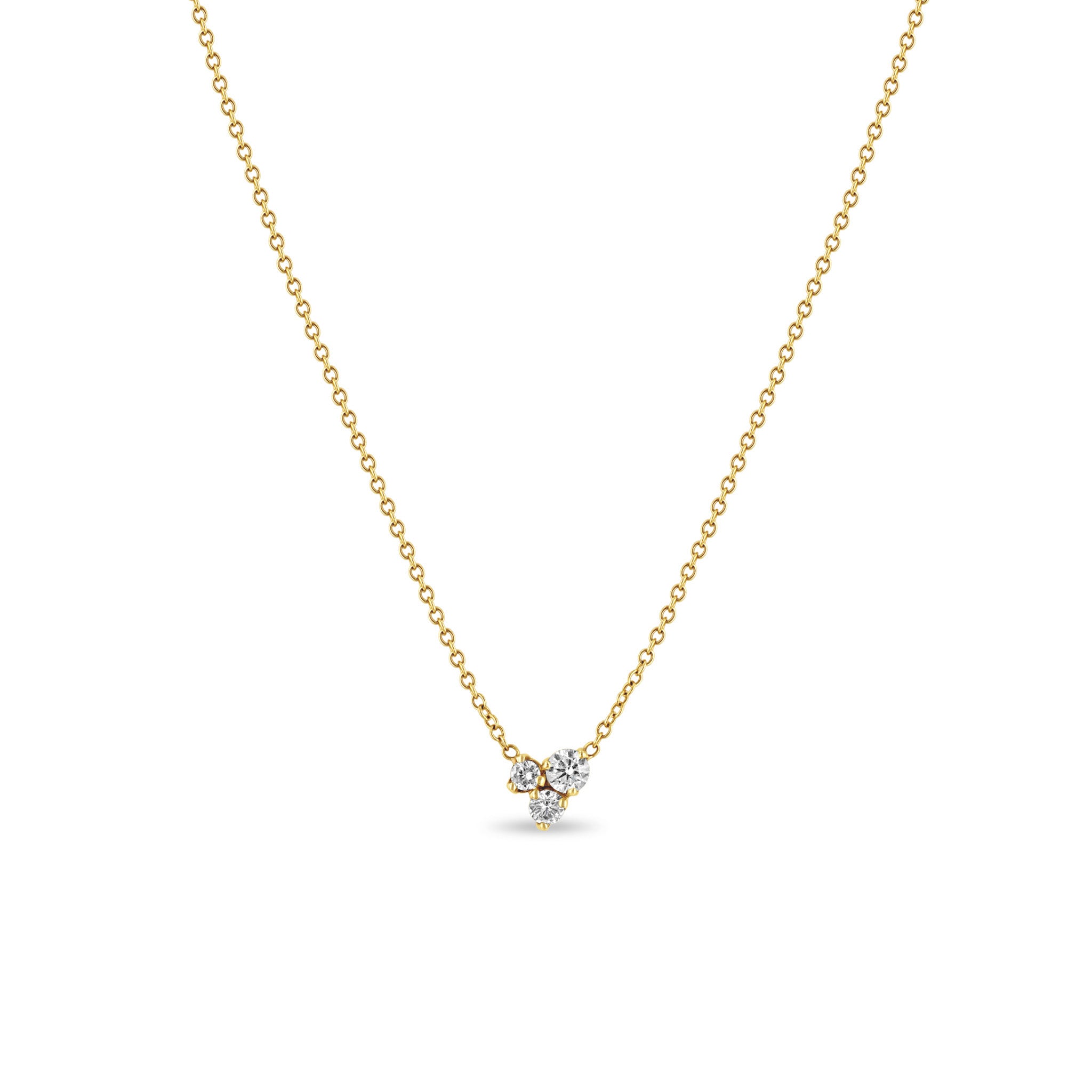 Zoë Chicco 14k Gold Large 3 Mixed Prong Diamond Cluster Necklace