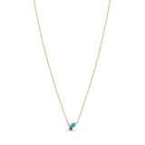 Zoe Chicco 14k gold chain necklace with a diamond, emerald, and turquoise small pendant on a white background