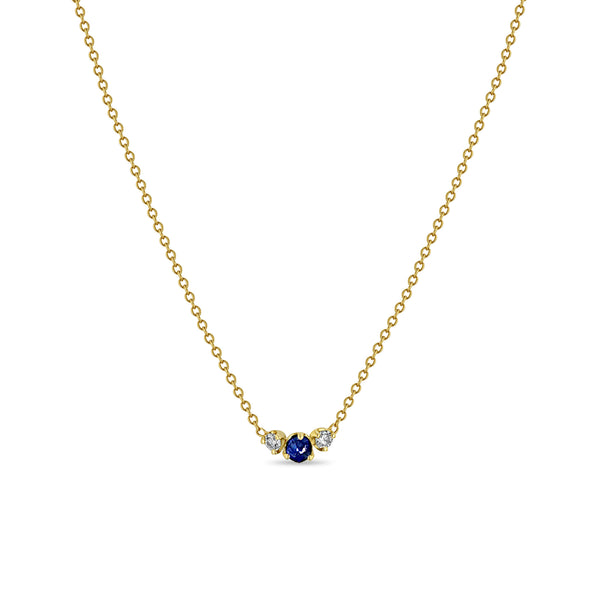 Zoë Chicco 14k Gold Mixed Prong Blue Sapphire & Diamond Trio Necklace
