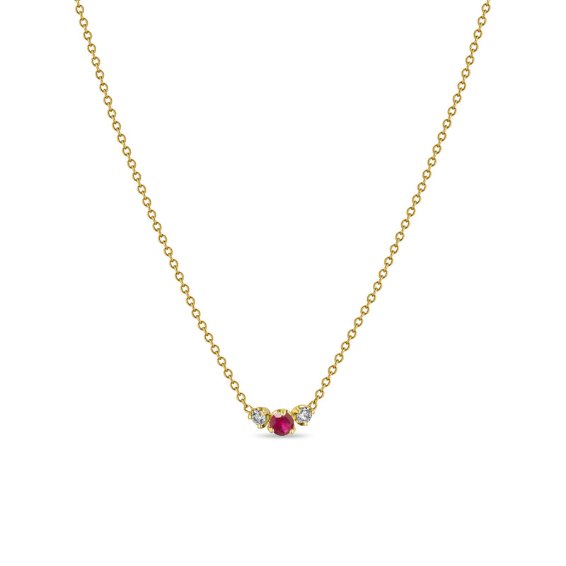 Zoë Chicco 14k Gold Mixed Prong Ruby & Diamond Trio Necklace