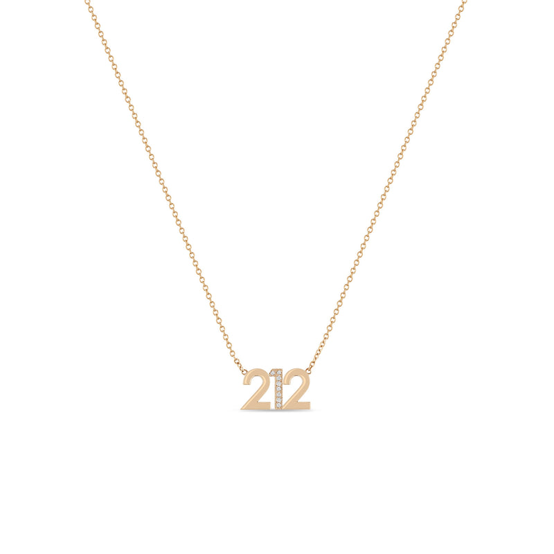 Zoë Chicco 14k Gold Number "212" Necklace with 1 Pavé Diamond Number