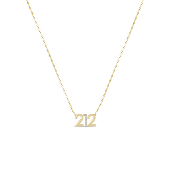 Zoë Chicco 14k Gold Number "212" Necklace with 1 Pavé Diamond Digit