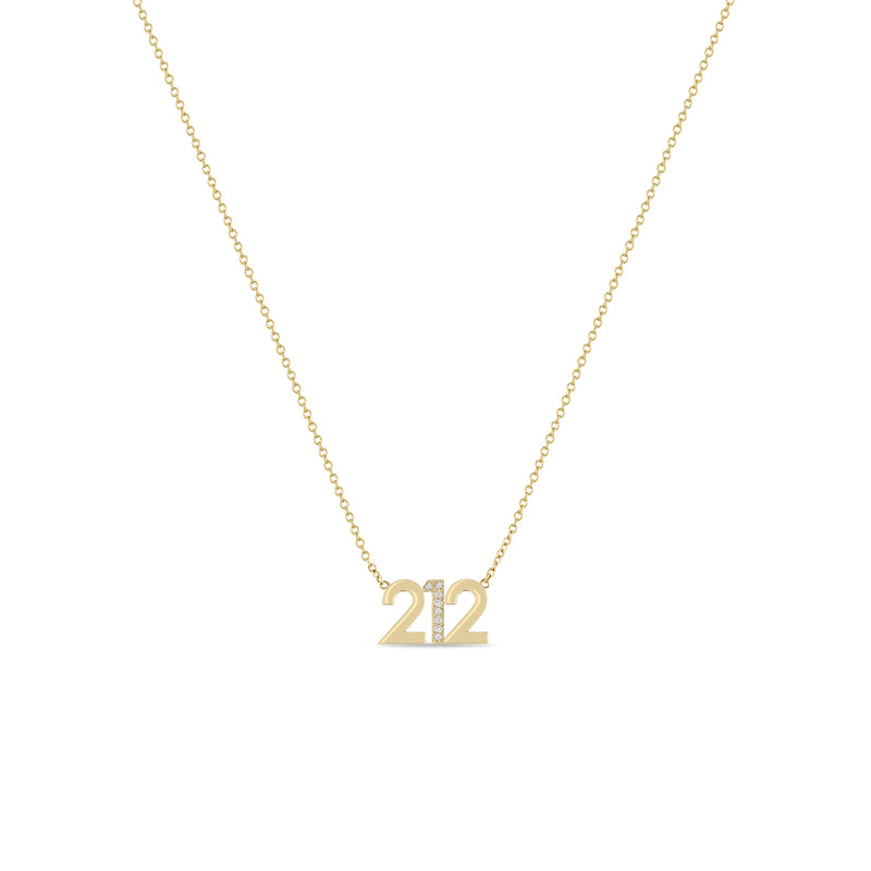 Zoë Chicco 14k Gold Number "212" Necklace with 1 Pavé Diamond Digit