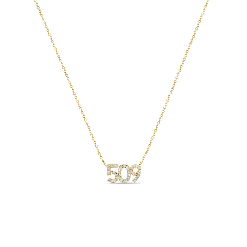 Zoë Chicco 14k Gold Pavé Diamond Number "509" Necklace