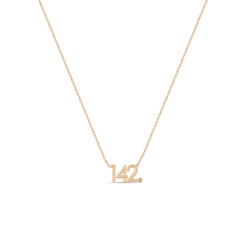 Zoë Chicco 14k Gold Number "142" with Diamond Bezel Necklace