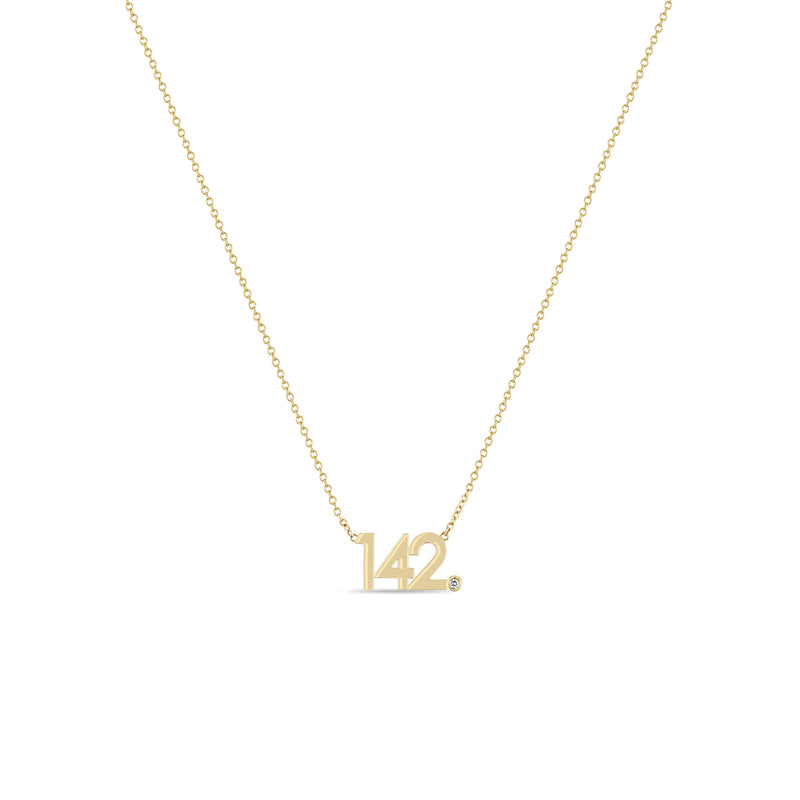 Zoë Chicco 14k Gold Number "142" with Diamond Bezel Necklace