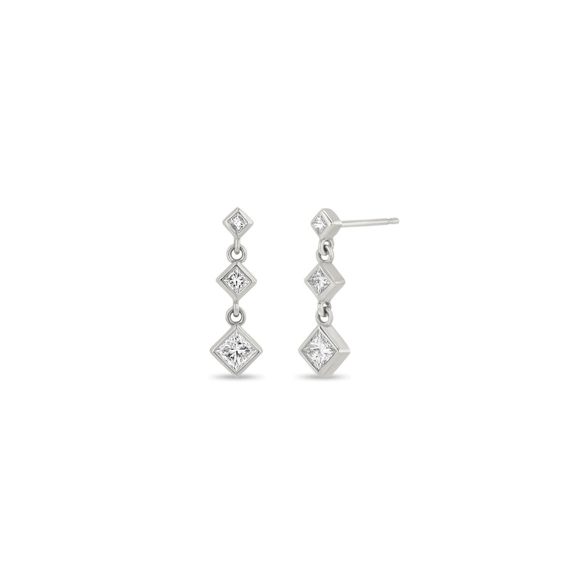 Zoë Chicco 14k Gold Linked Graduated Princess Diamond Drop Earrings