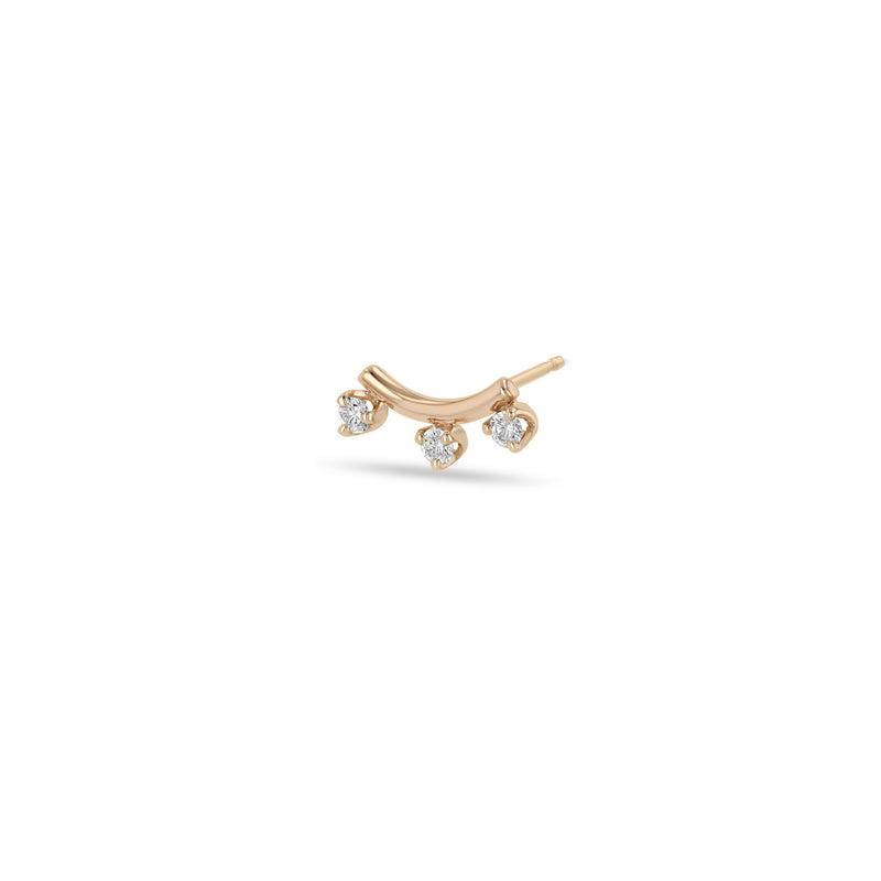 Single Zoë Chicco 14k Gold 3 Prong Diamond Curved Bar Stud Earring