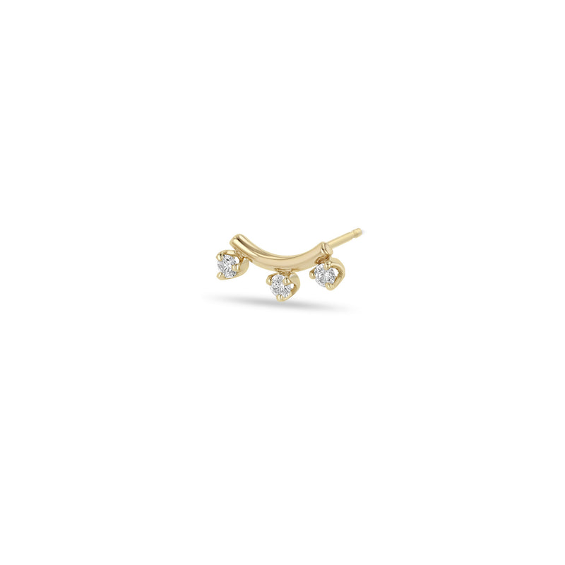 Single Zoë Chicco 14k Gold 3 Prong Diamond Curved Bar Stud Earring