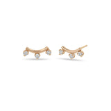 Zoë Chicco 14k Gold 3 Prong Diamond Curved Bar Stud Earrings