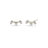 Zoë Chicco 14k Gold 3 Prong Diamond Curved Bar Stud Earrings