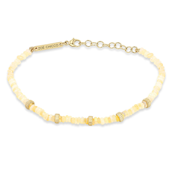 Yellowing version of a Zoë Chicco 14k Gold & Fire Opal Rondelle Bead Bracelet