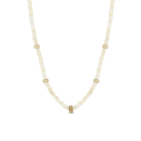 Zoë Chicco 14k Pavé Diamond Gold & Fire Opal Rondelle Bead Necklace